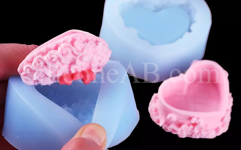 玫瑰心形化妆盒硅胶模具