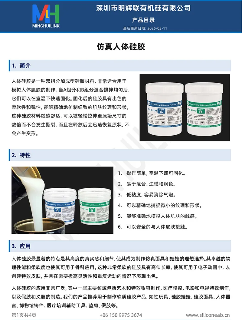 仿真人体硅胶产品目录